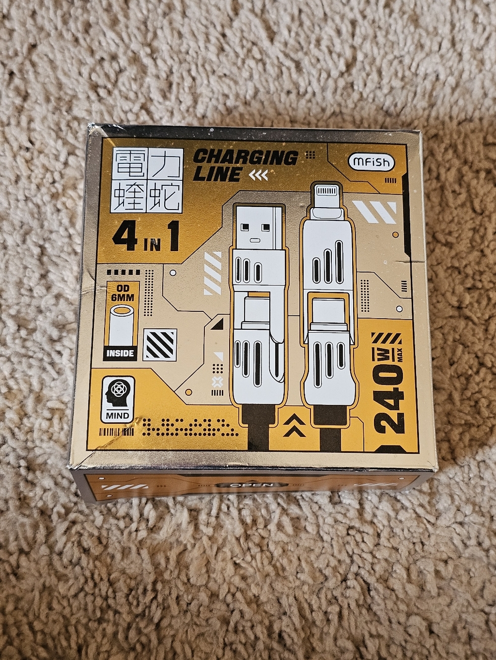 mFish 4 in 1 Multi USB 240W Charging Cable Input USB A / C Output USB C / Apple